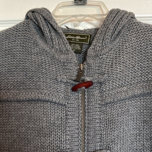 Eddie Bauer women’s gray wool blend full zip hoodie knit sweater size medium - Picture 2 of 10